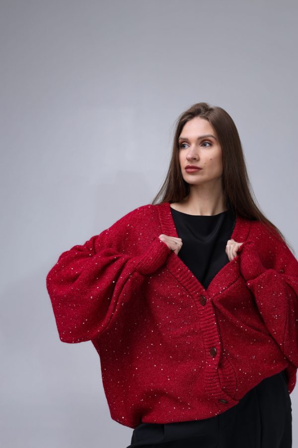 Knitted Mohair cardigan with sequins - Image 6