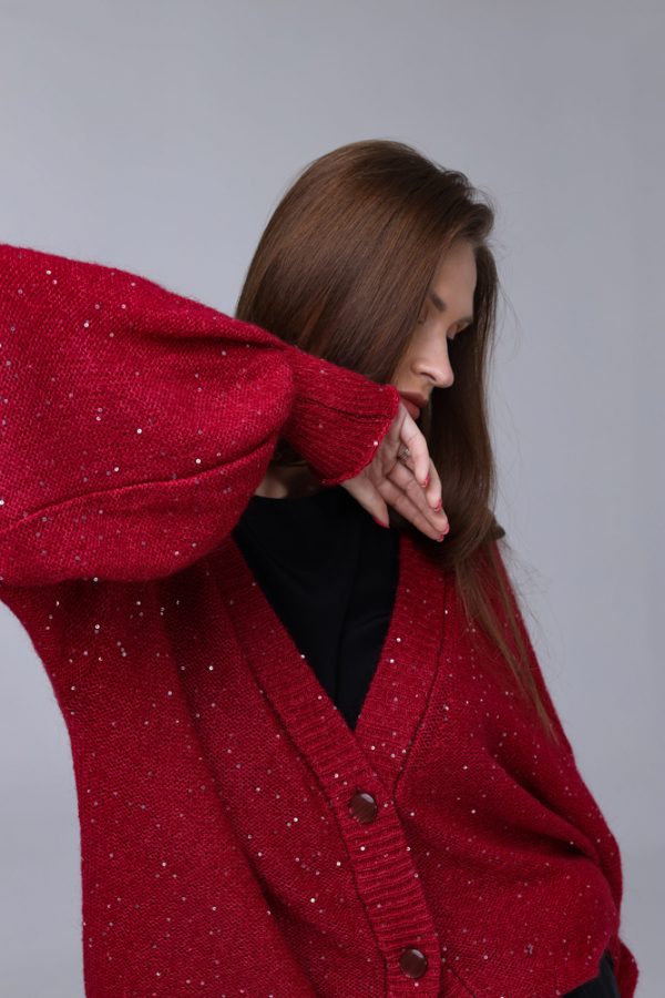 Knitted Mohair cardigan with sequins - Image 2