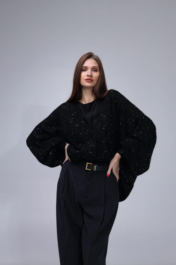 Knitted Mohair cardigan with sequins