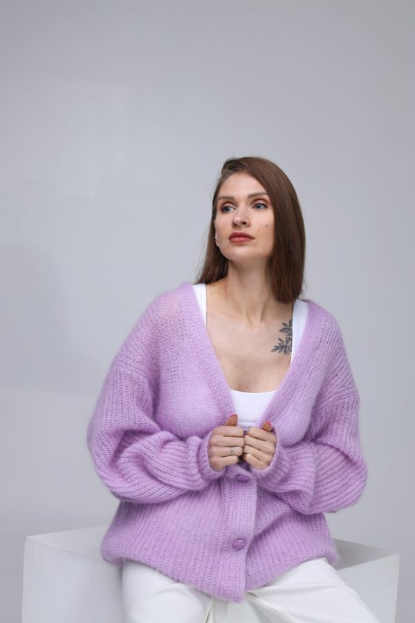 Knitted Mohair and Silk Cardigan - Image 2