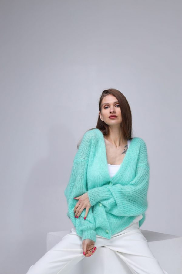 Knitted Mohair and Silk Cardigan - Image 4