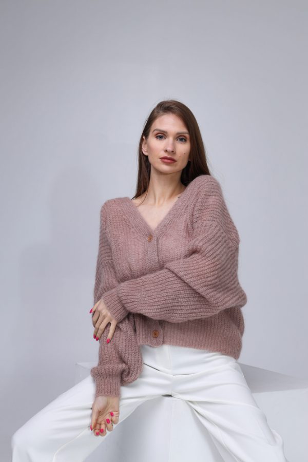 Knitted Mohair and Silk Cardigan