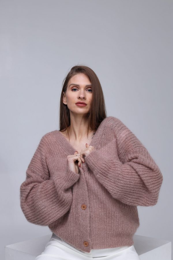 Knitted Mohair and Silk Cardigan - Image 4