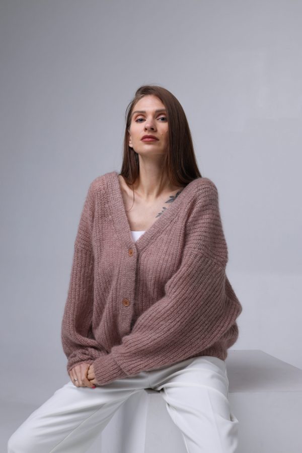 Knitted Mohair and Silk Cardigan - Image 3