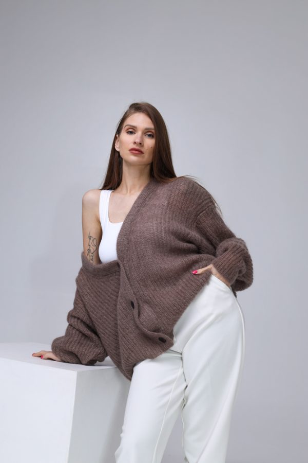 Knitted Mohair and Silk Cardigan - Image 3