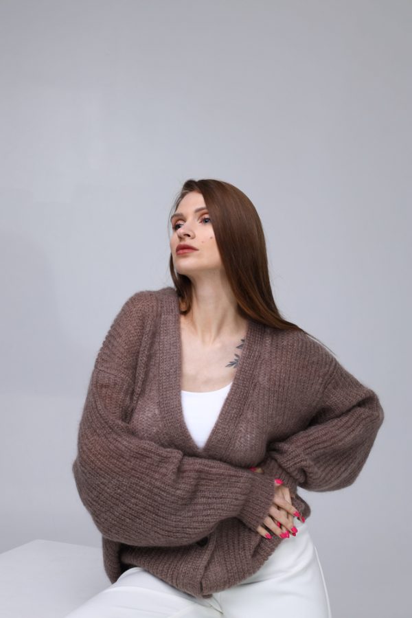 Knitted Mohair and Silk Cardigan - Image 2