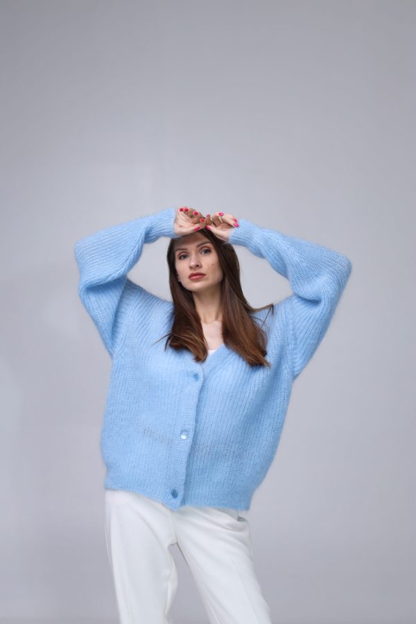 Knitted Mohair and Silk Cardigan - Image 4