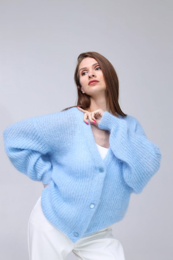 Knitted Mohair and Silk Cardigan - Image 2