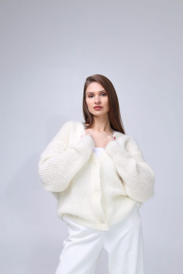 Knitted Mohair and Silk Cardigan - Image 3