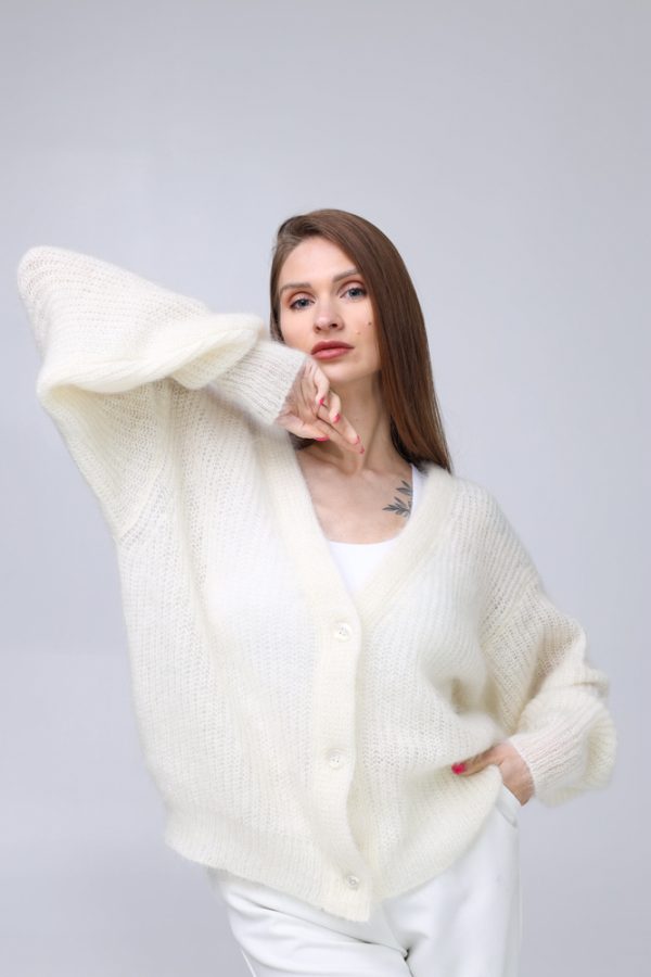 Knitted Mohair and Silk Cardigan - Image 2