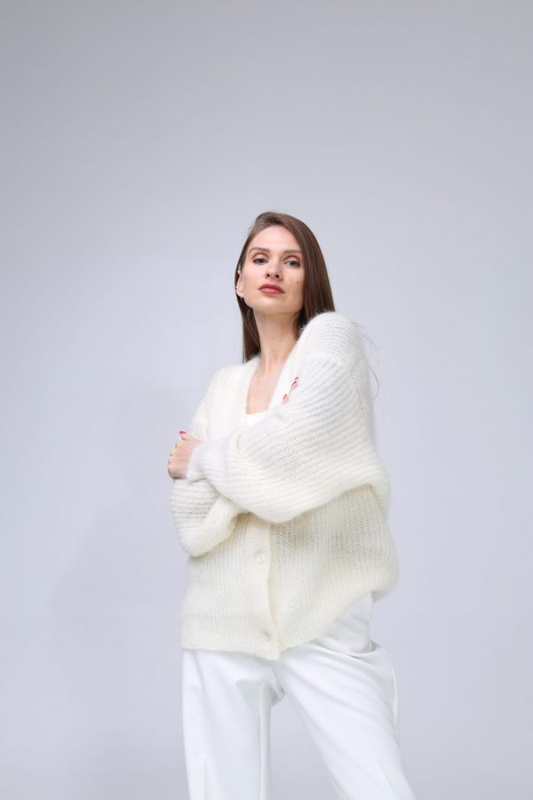 Knitted Mohair and Silk Cardigan